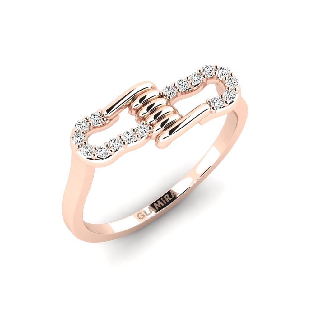 14k Oro Rosa Moissanita Anillo Assemblage