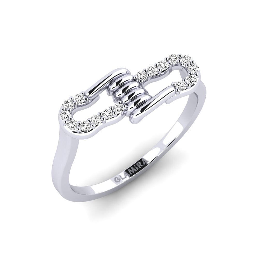 9k Oro Blanco Moissanita Anillo Assemblage