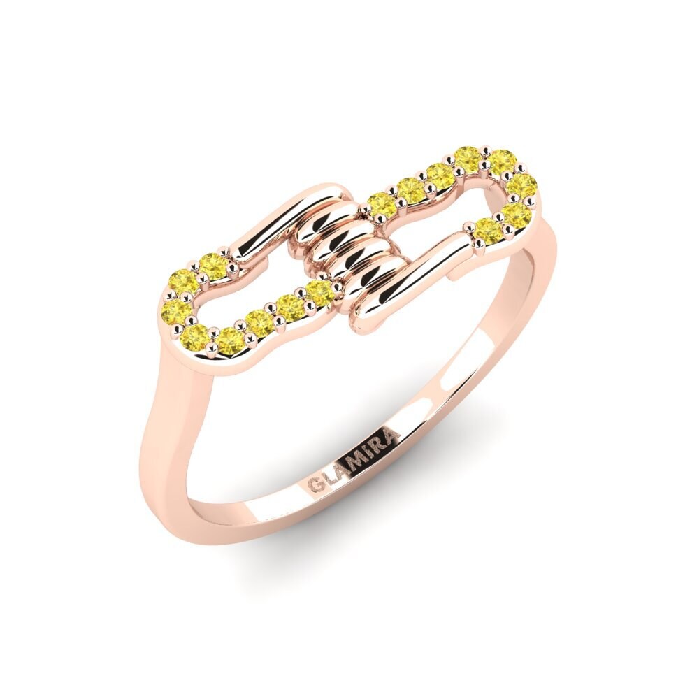 9k Oro Rosa Zafiro amarillo Anillo Assemblage