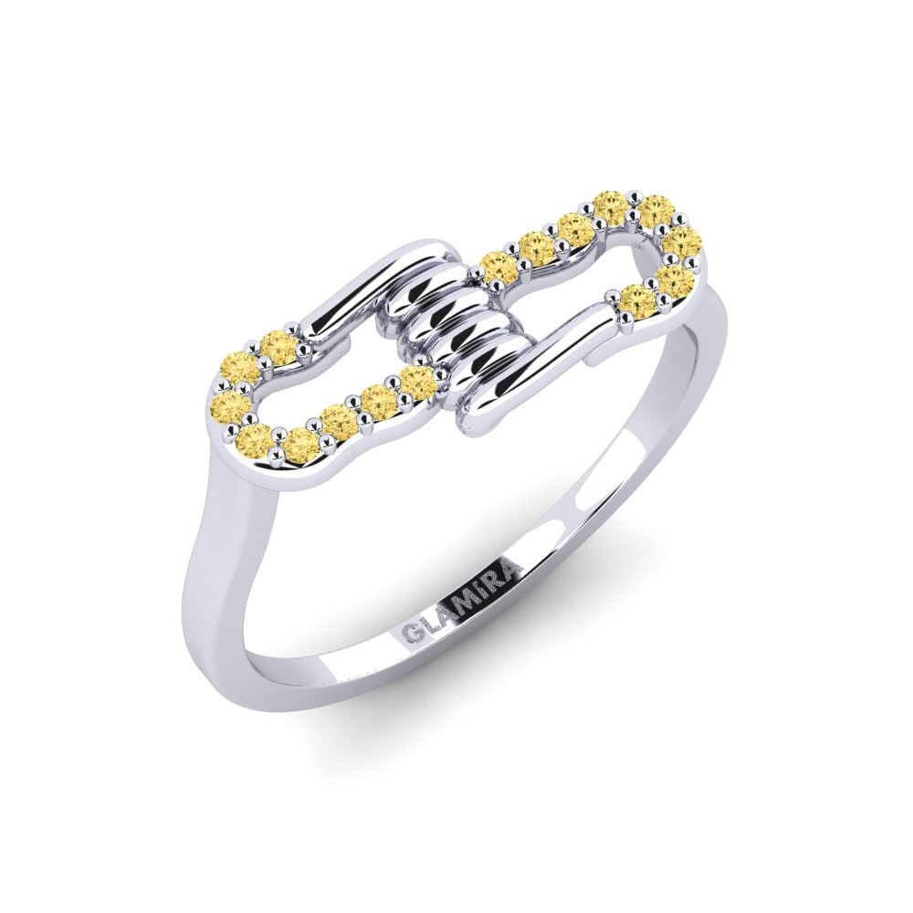 Plata 925 Diamante Amarillo Anillo Assemblage