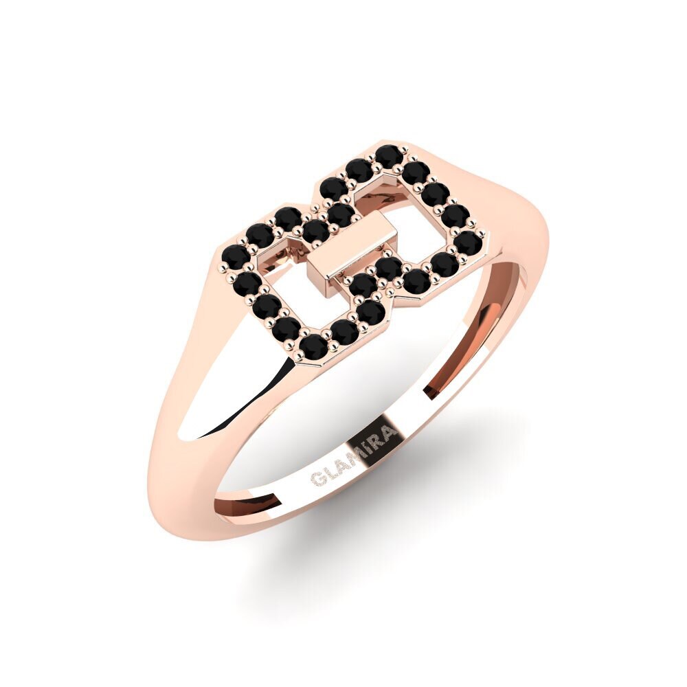 14k Oro Rosa Ónix Negro Anillo Chamatkaar