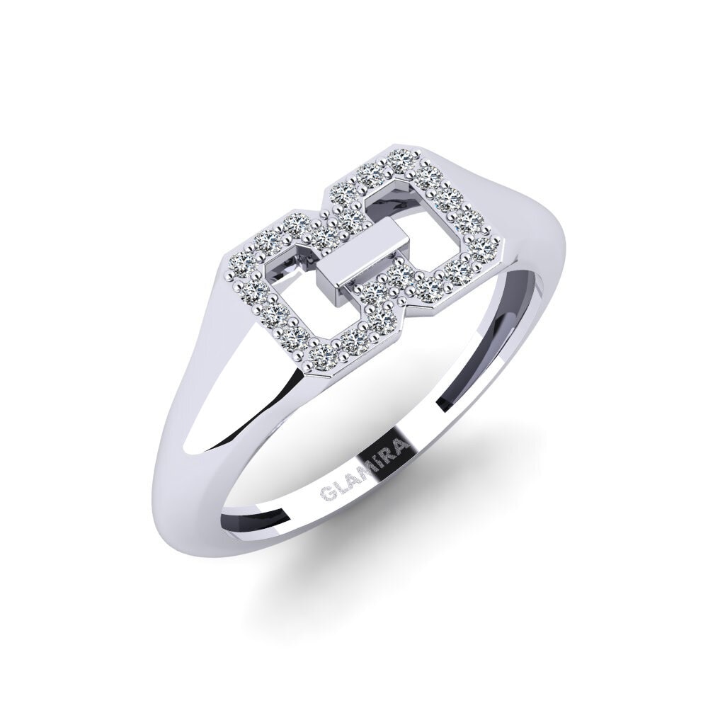 14k Oro Blanco Circonita Anillo Chamatkaar