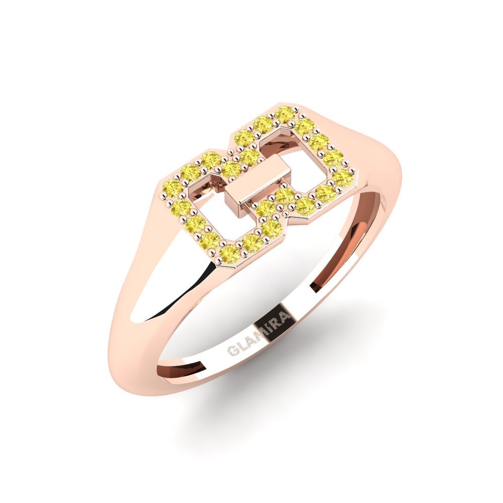 9k Oro Rosa Zafiro amarillo Anillo Chamatkaar