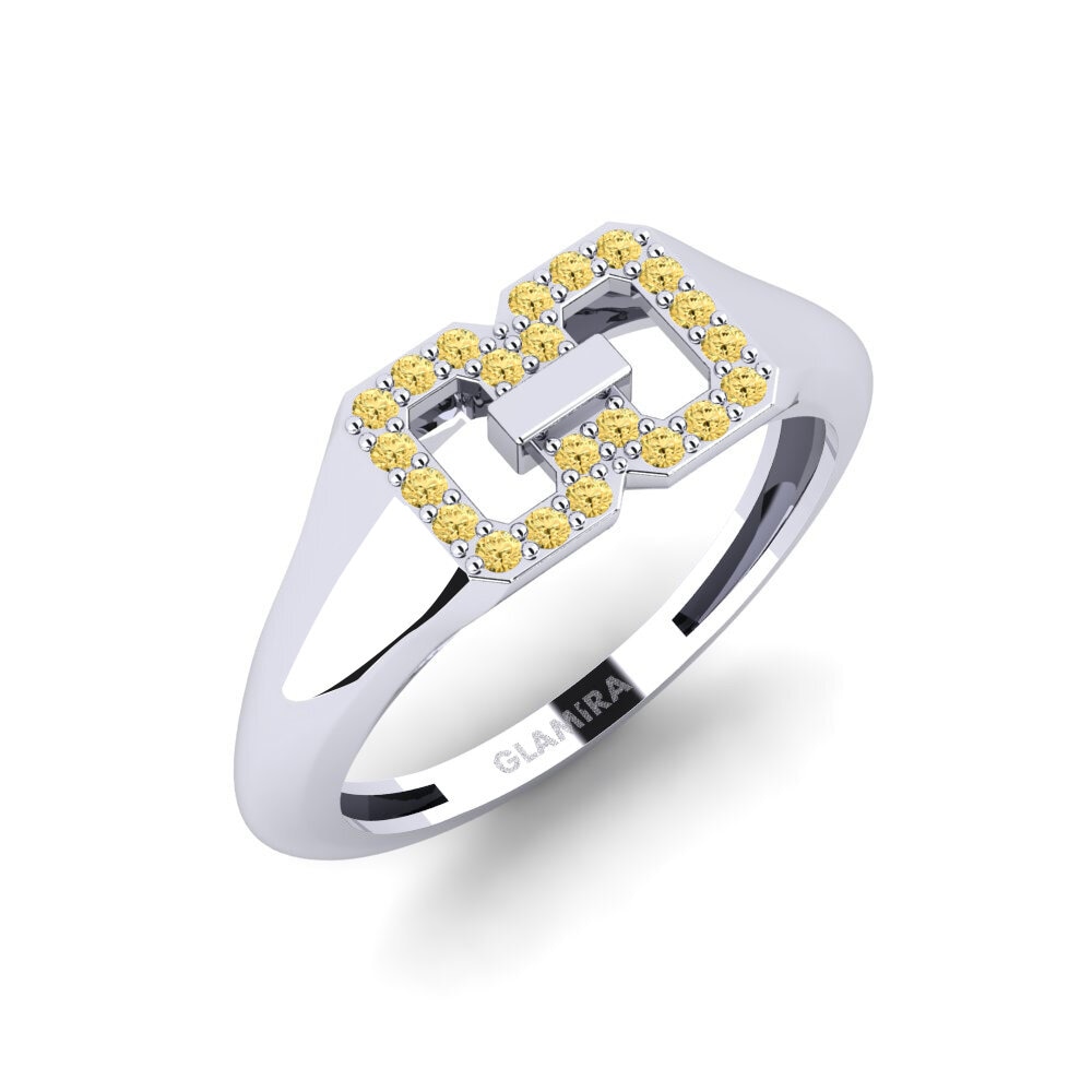 Plata 925 Diamante Amarillo Anillo Chamatkaar