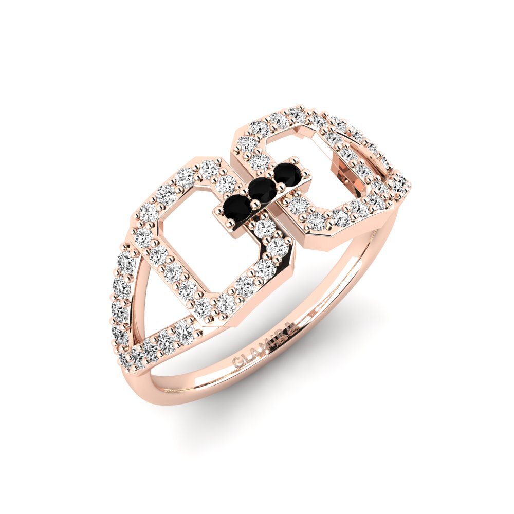 14k Oro Rosa Ónix Negro Anillo Chishamiso