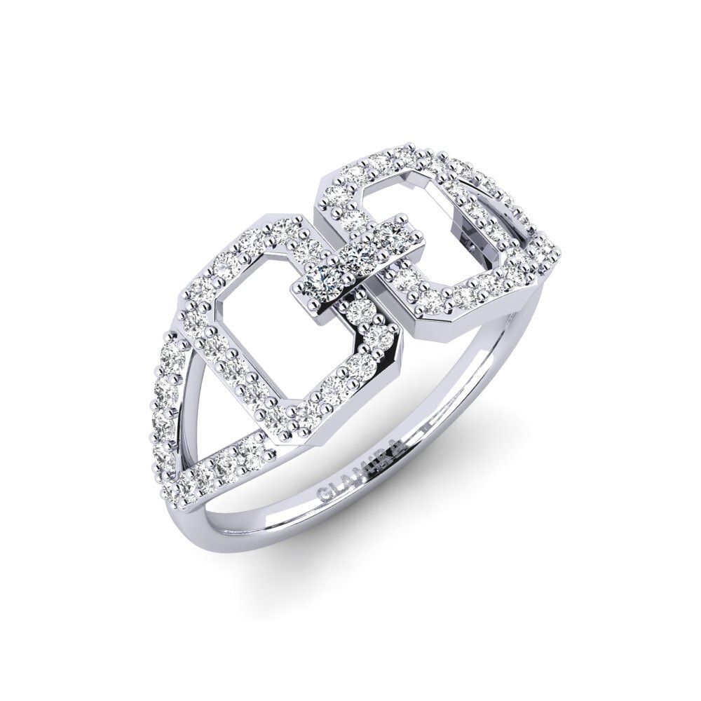14k Oro Blanco Circonita Anillo Chishamiso