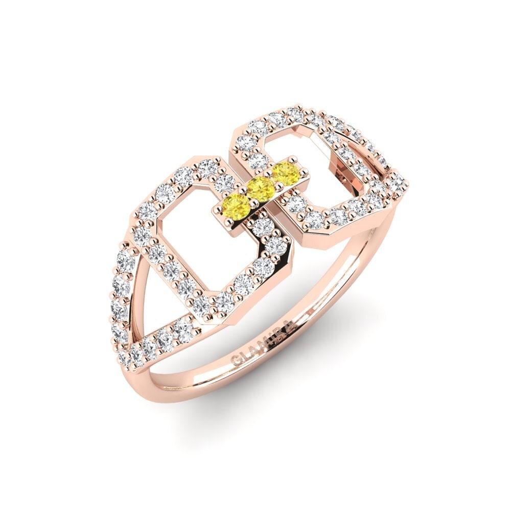 9k Oro Rosa Zafiro amarillo Anillo Chishamiso