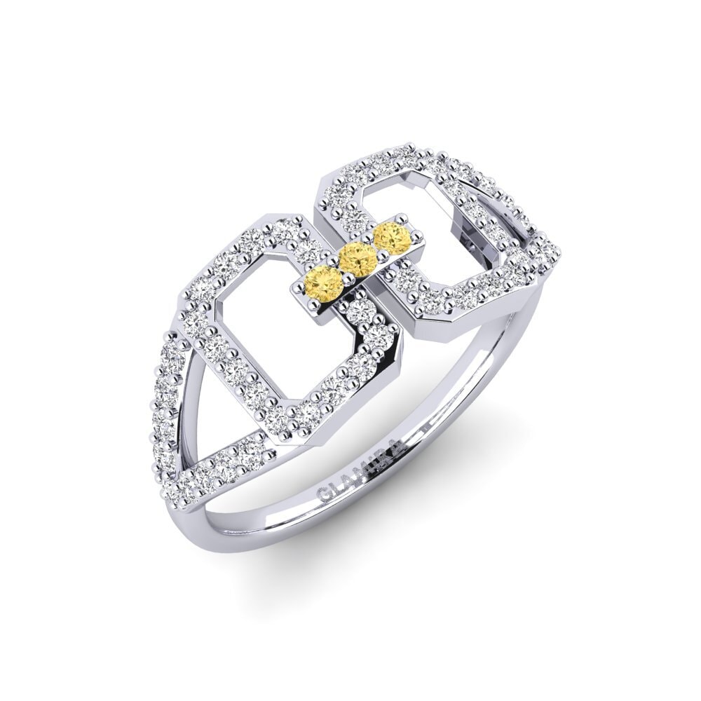 Plata 925 Diamante Amarillo Anillo Chishamiso