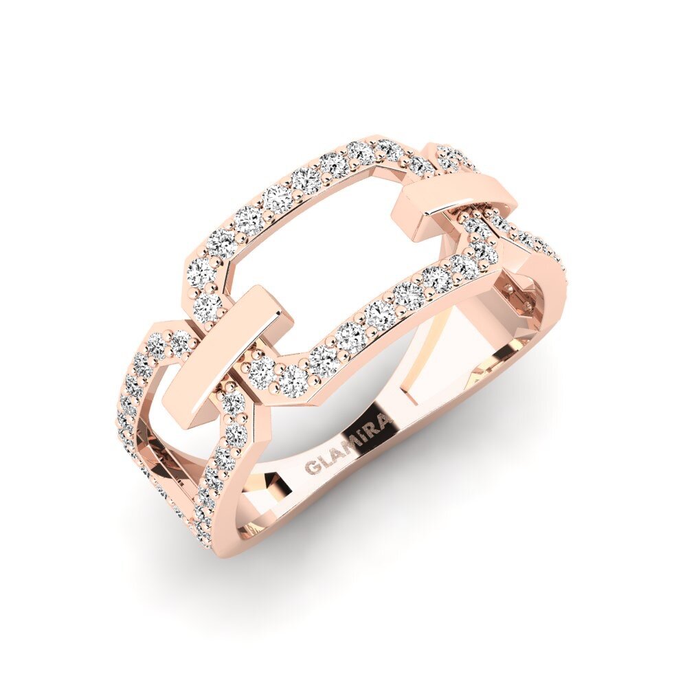 14k Oro Rosa Moissanita Anillo Ensemble
