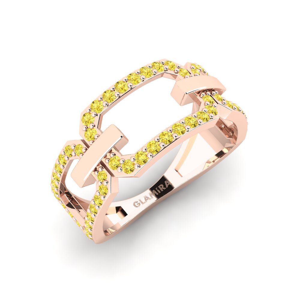 9k Oro Rosa Zafiro amarillo Anillo Ensemble