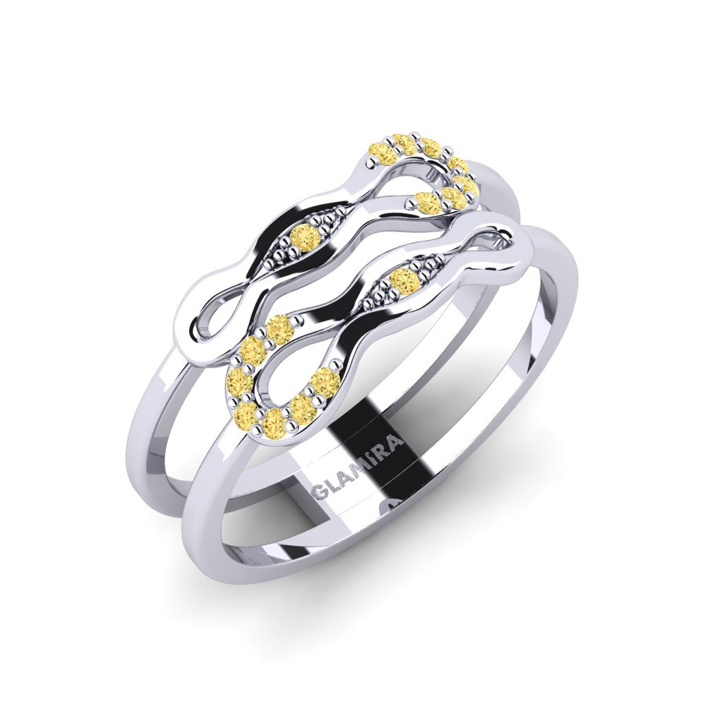 Plata 925 Diamante Amarillo Anillo Indimuki