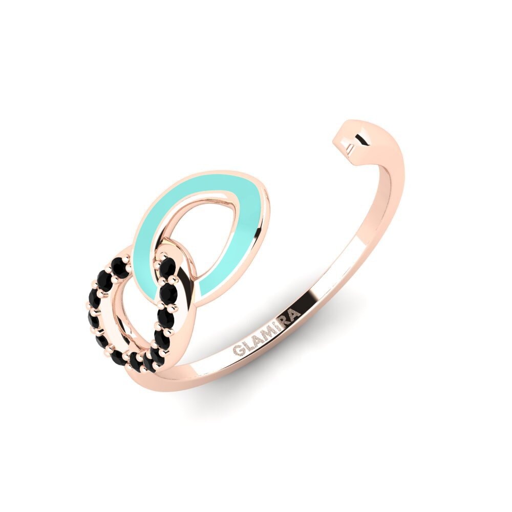 14k Oro Rosa Ónix Negro Anillo Jero