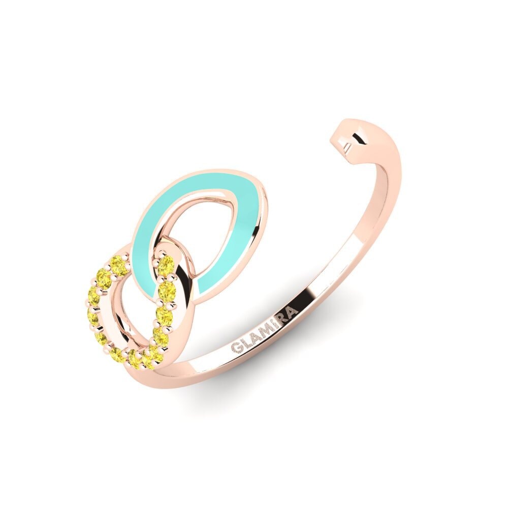 9k Oro Rosa Zafiro amarillo Anillo Jero