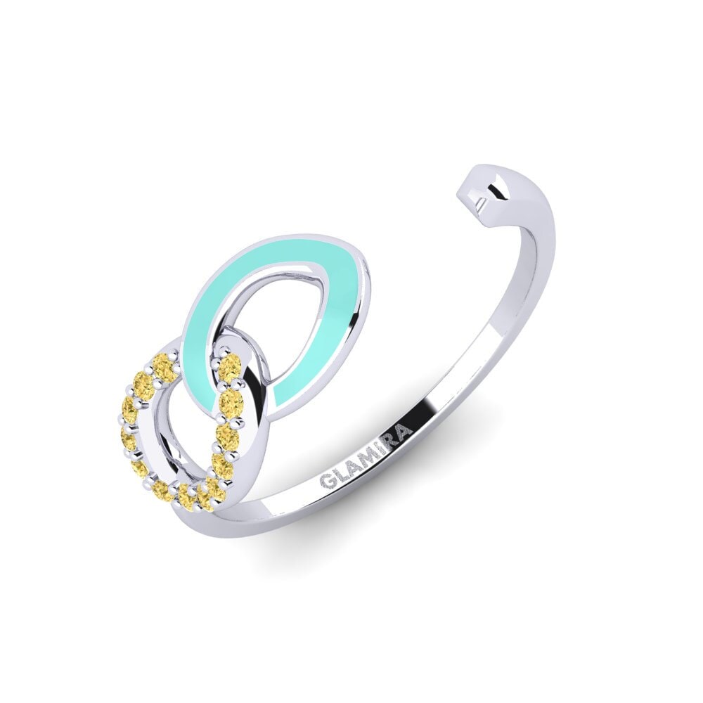 Plata 925 Diamante Amarillo Anillo Jero