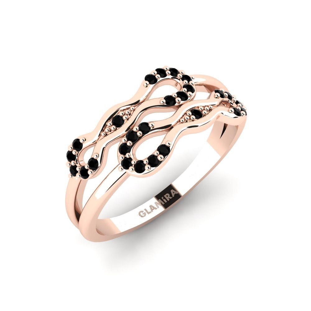 14k Oro Rosa Ónix Negro Anillo Kamalama