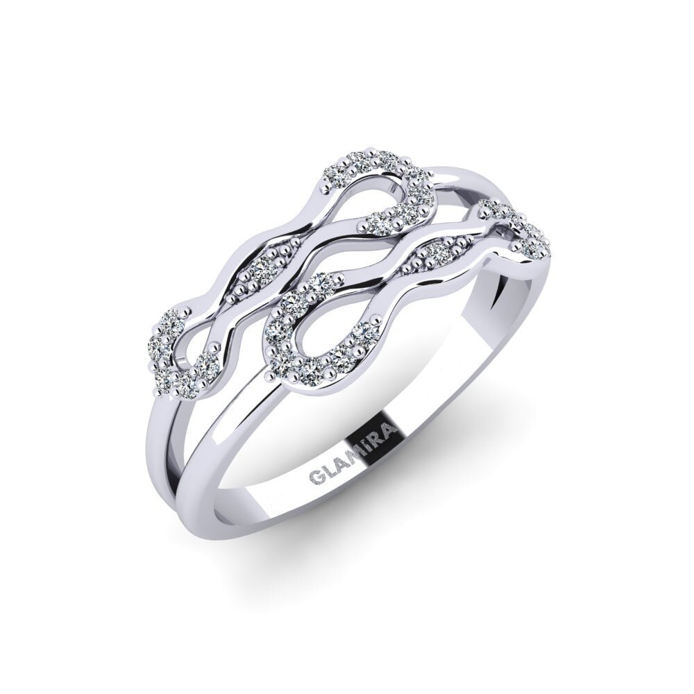 14k Oro Blanco Circonita Anillo Kamalama