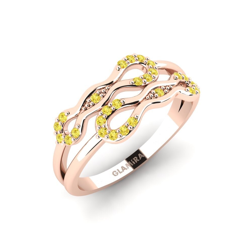 9k Oro Rosa Zafiro amarillo Anillo Kamalama
