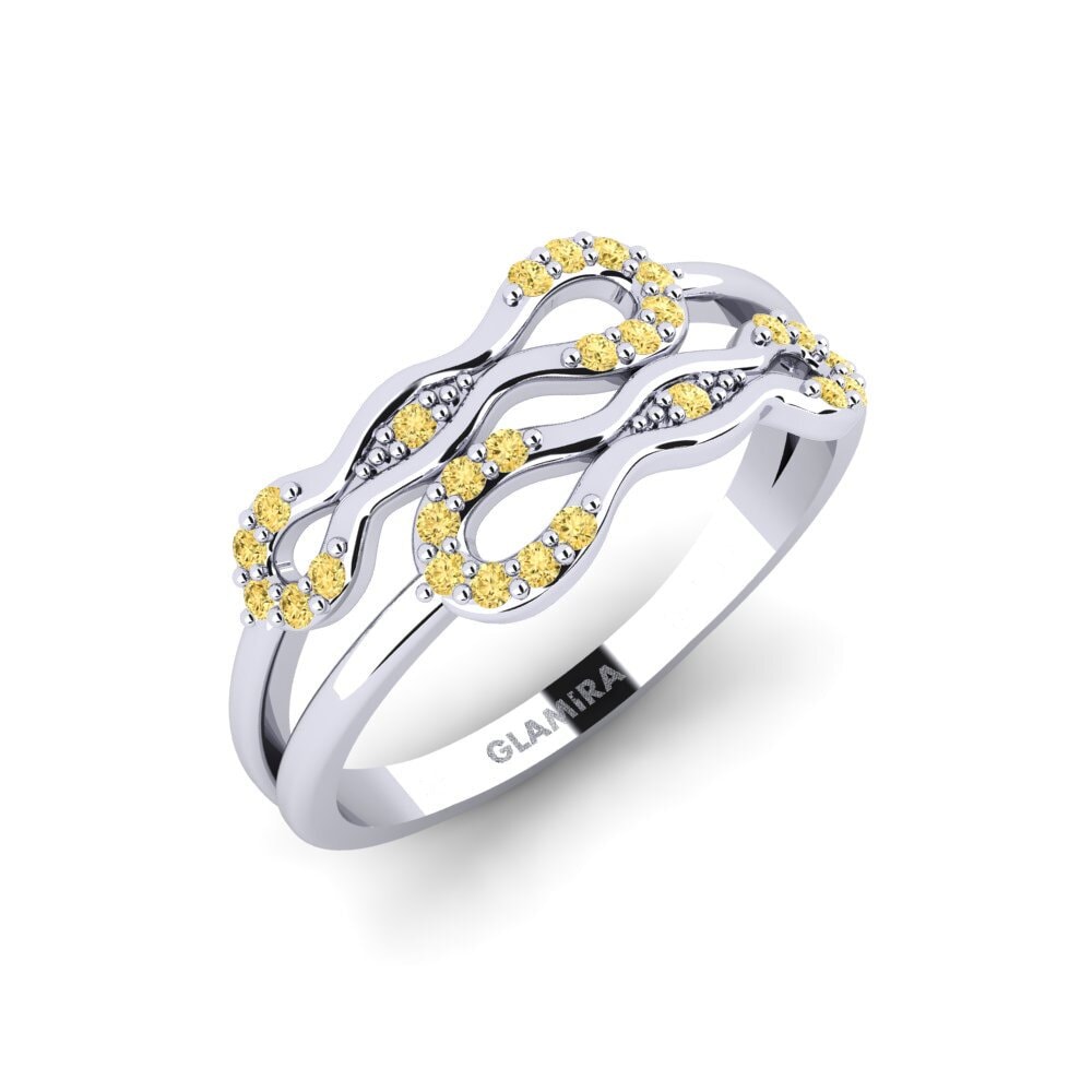 Plata 925 Diamante Amarillo Anillo Kamalama