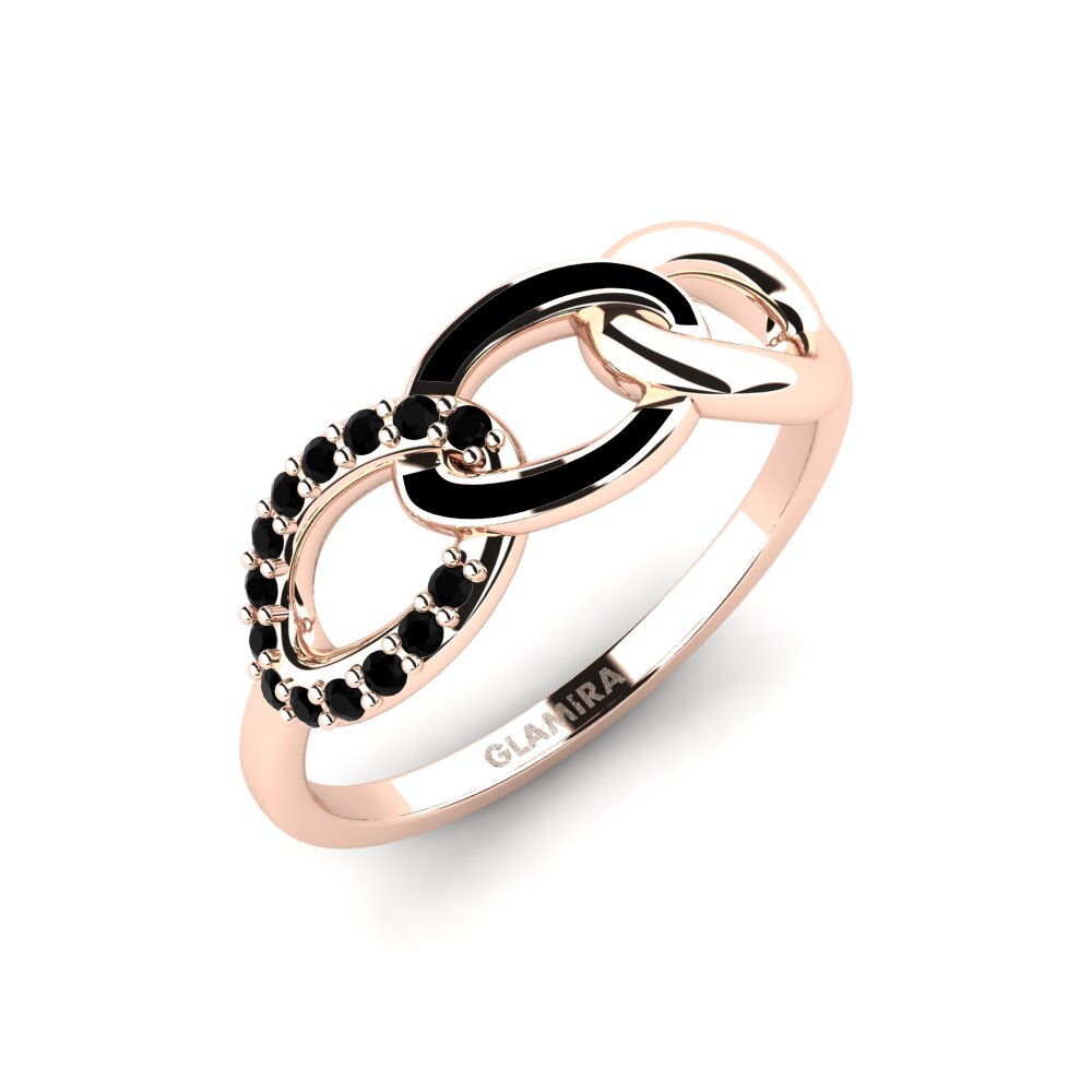 14k Oro Rosa Ónix Negro Anillo Kotala