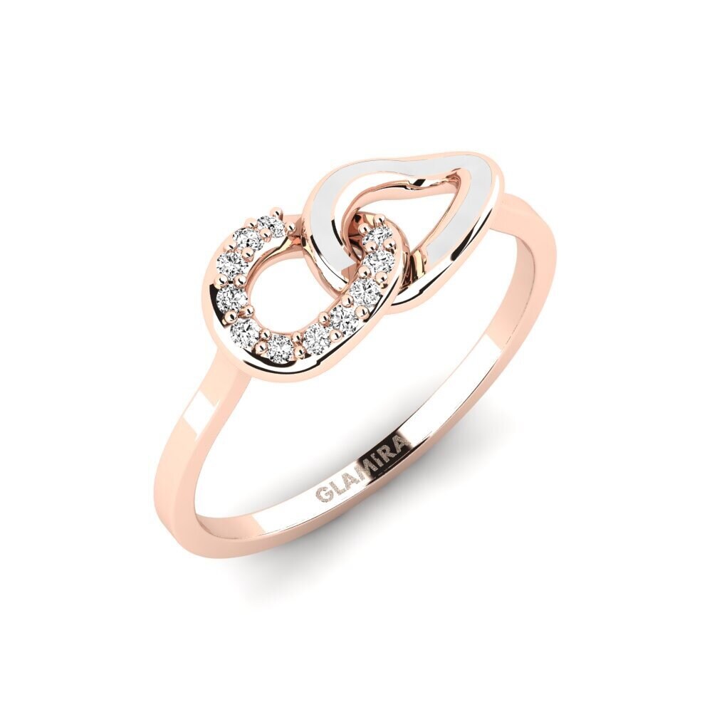 14k Oro Rosa Moissanita Anillo apilable Ladybugs