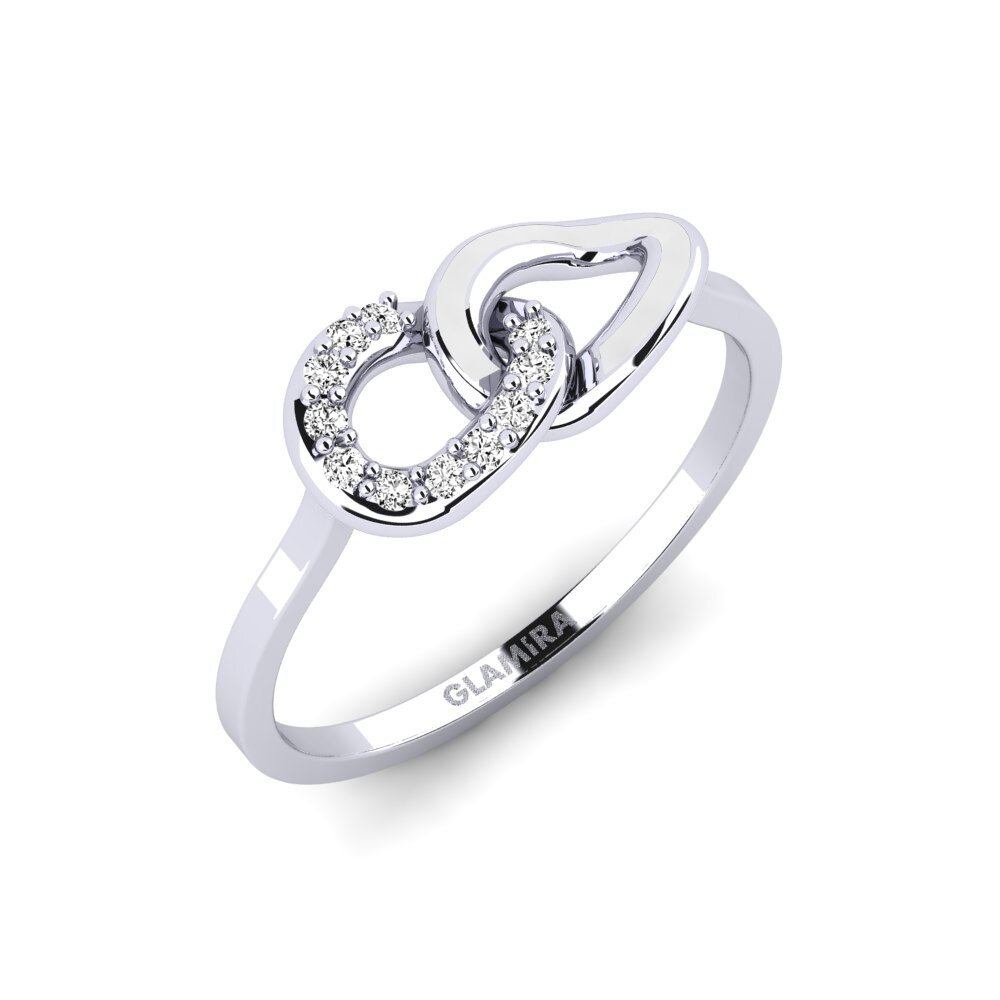 9k Oro Blanco Moissanita Anillo apilable Ladybugs