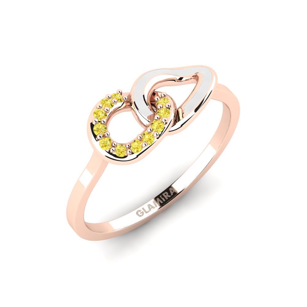 9k Oro Rosa Zafiro amarillo Anillo apilable Ladybugs