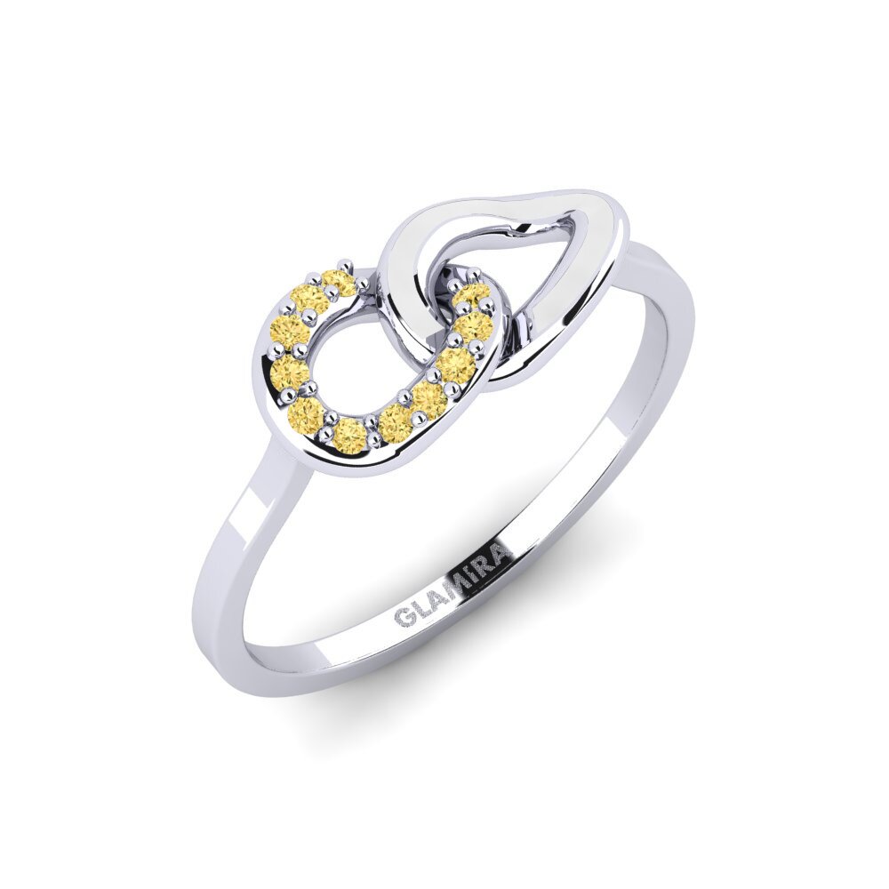 Plata 925 Diamante Amarillo Anillo apilable Ladybugs