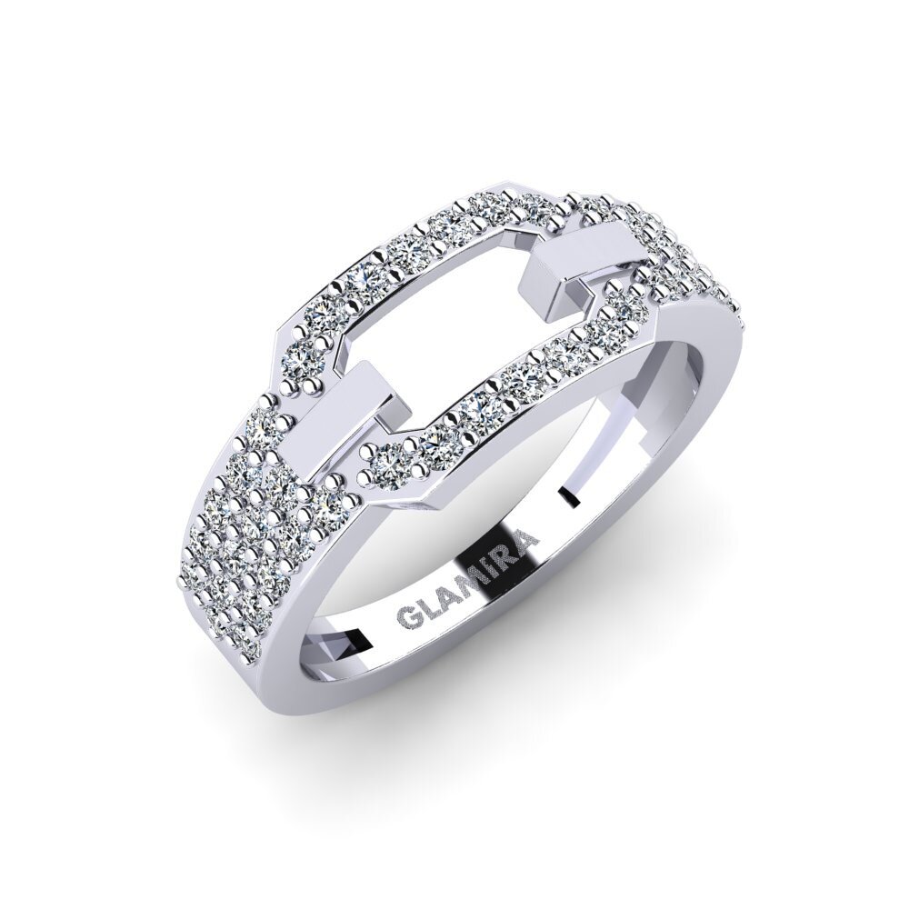 14k Oro Blanco Circonita Anillo meñique Pavada