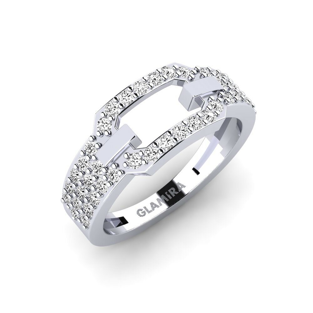 9k Oro Blanco Moissanita Anillo meñique Pavada