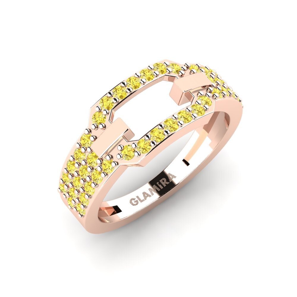 9k Oro Rosa Zafiro amarillo Anillo meñique Pavada