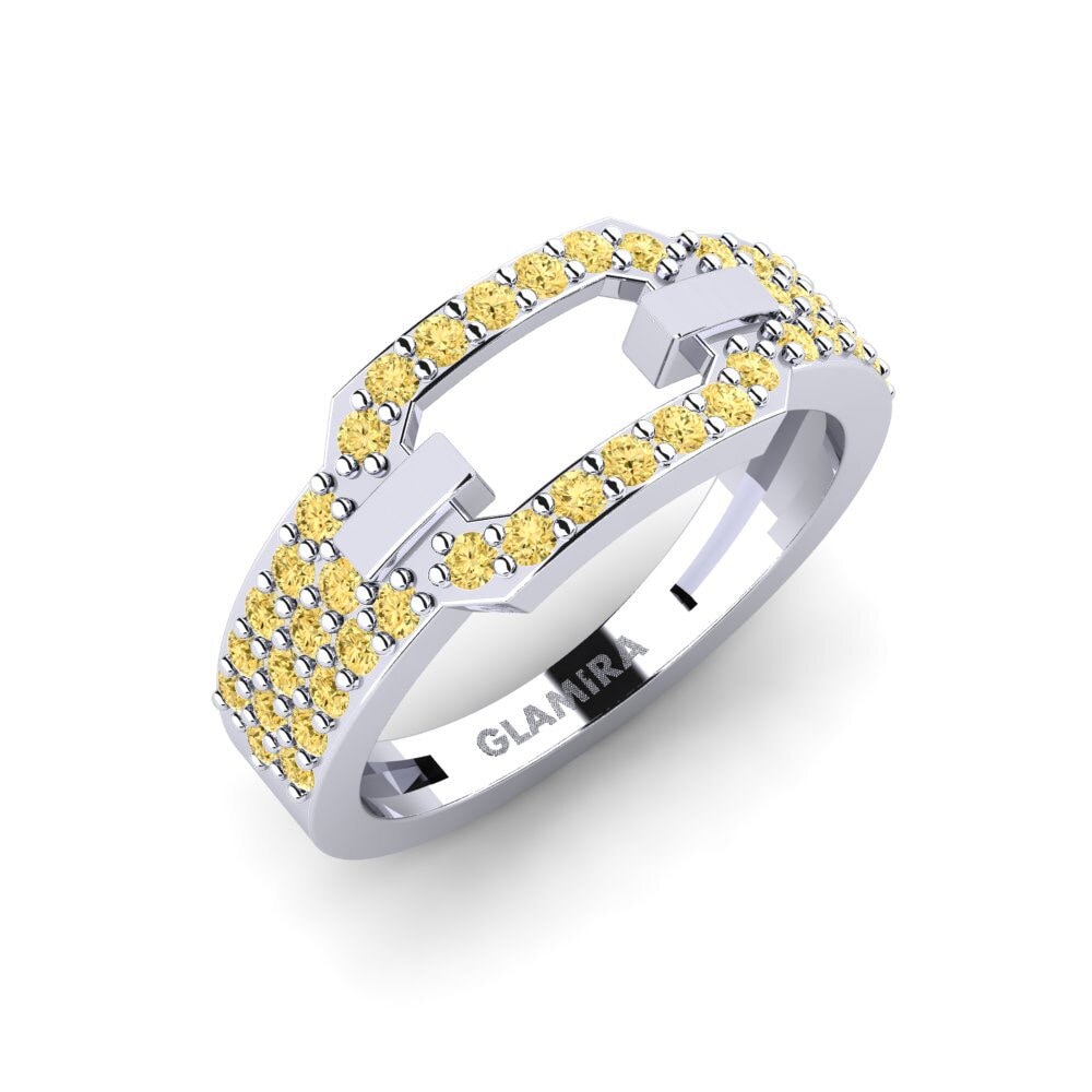 Plata 925 Diamante Amarillo Anillo meñique Pavada