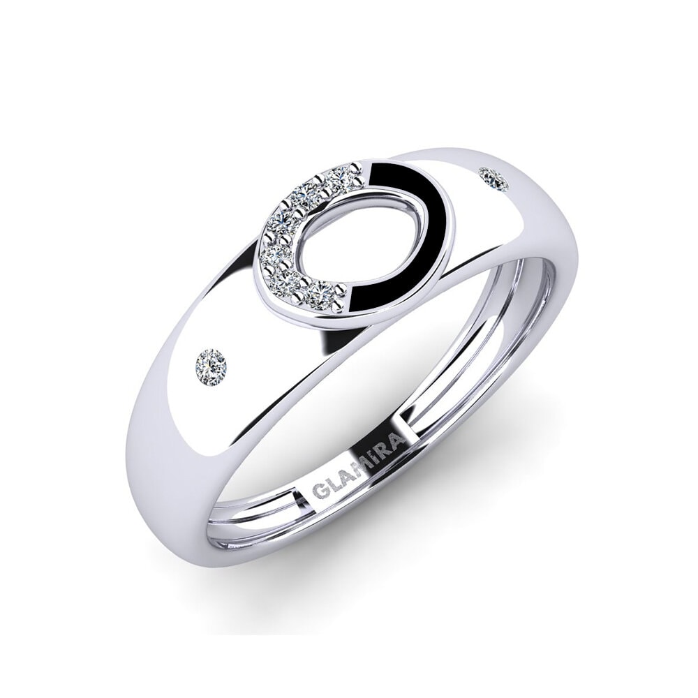 14k Oro Blanco Circonita Anillo Profunda