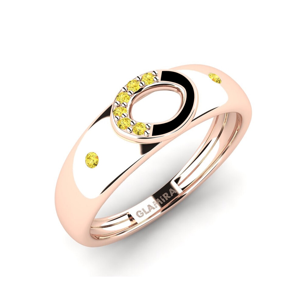 9k Oro Rosa Zafiro amarillo Anillo Profunda