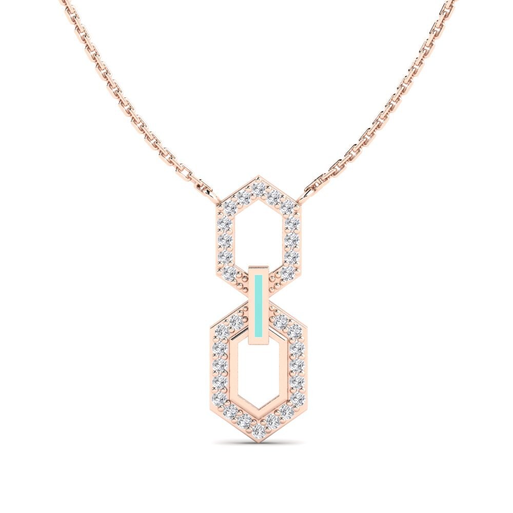 14ct Rose Gold Women's Necklace Rectaned