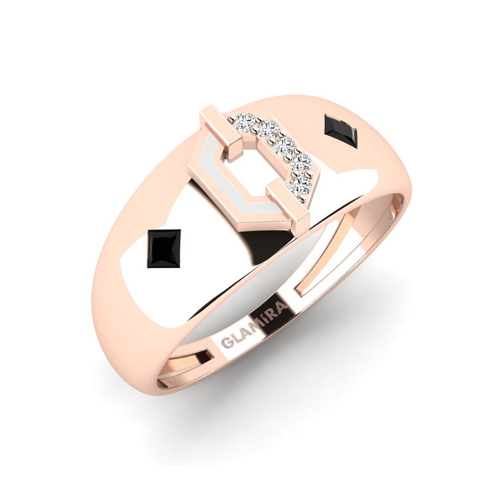 14k Oro Rosa Ónix Negro Anillo Sumariae