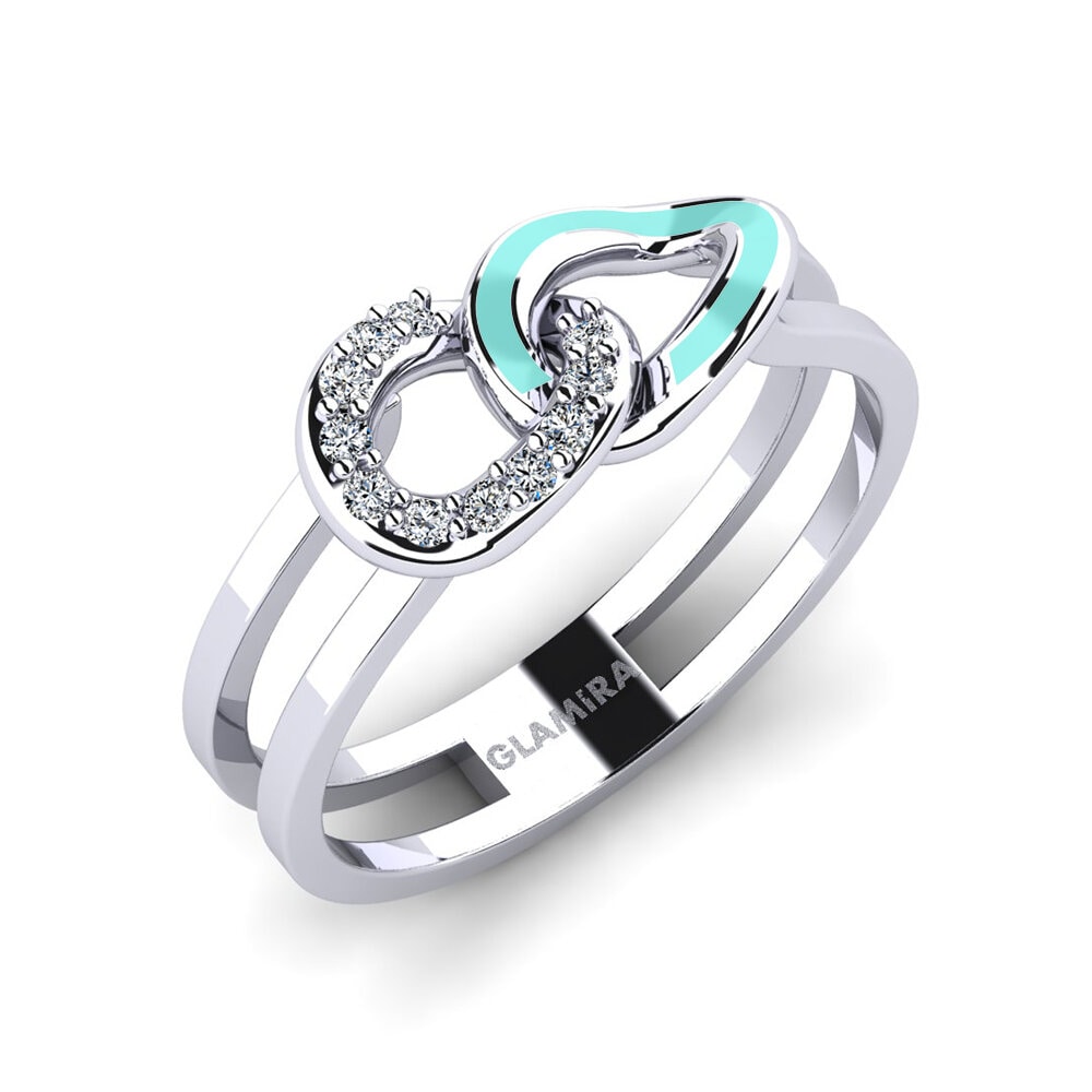 14k Oro Blanco Circonita Anillo Tirihonga