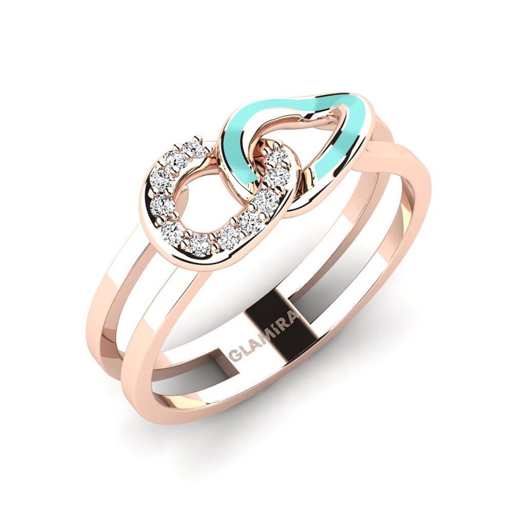 14k Oro Rosa Moissanita Anillo Tirihonga