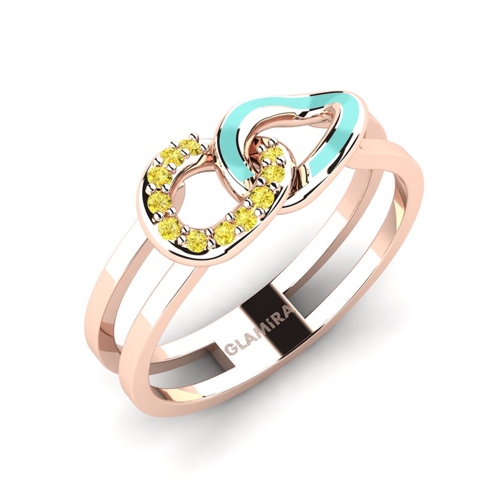 9k Oro Rosa Zafiro amarillo Anillo Tirihonga