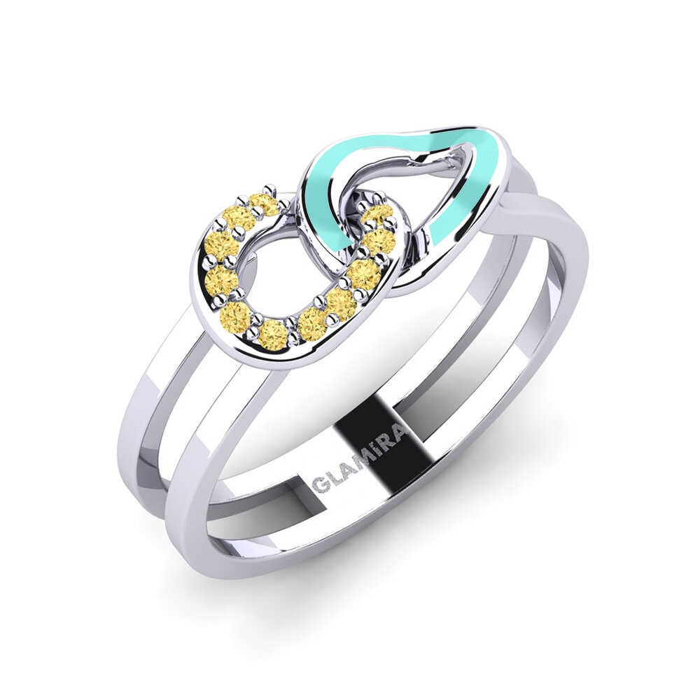 Plata 925 Diamante Amarillo Anillo Tirihonga