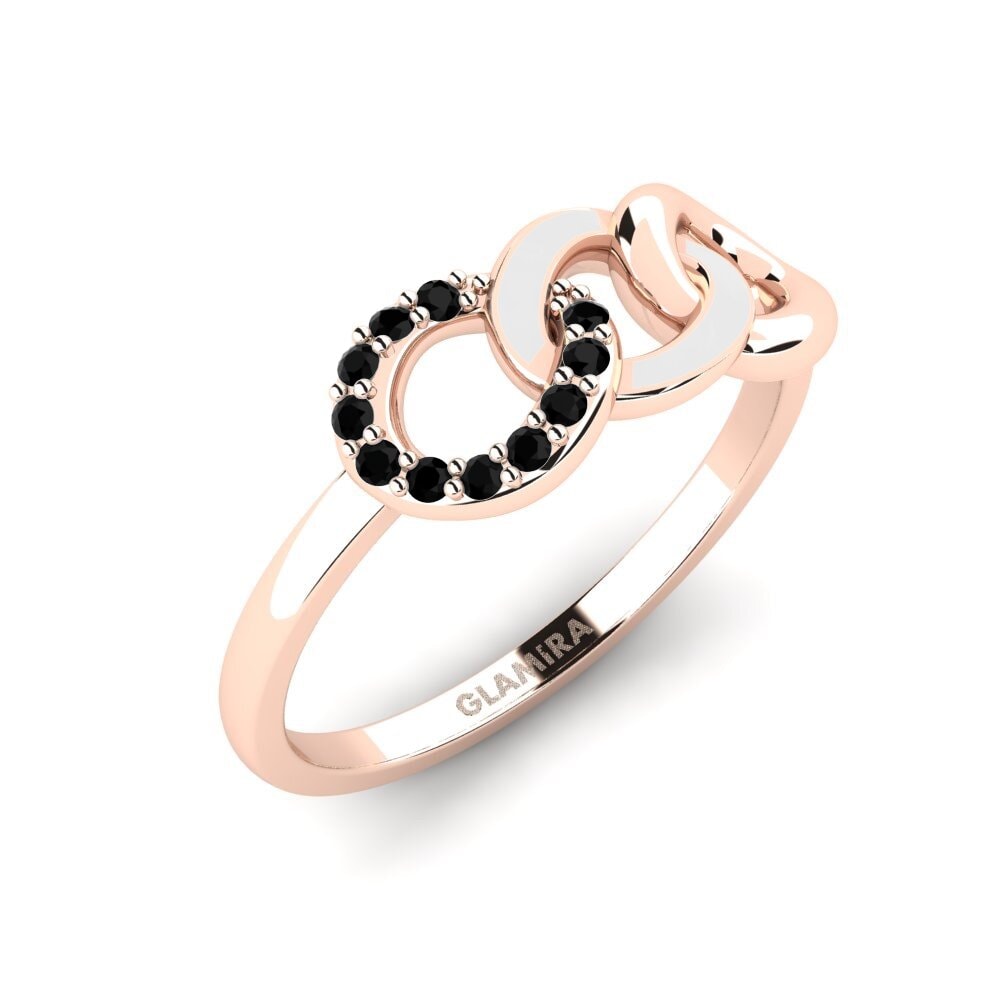 14k Oro Rosa Ónix Negro Anillo Visualizza