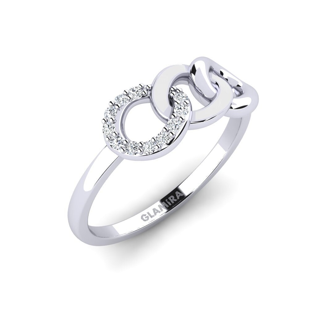 14k Oro Blanco Circonita Anillo Visualizza