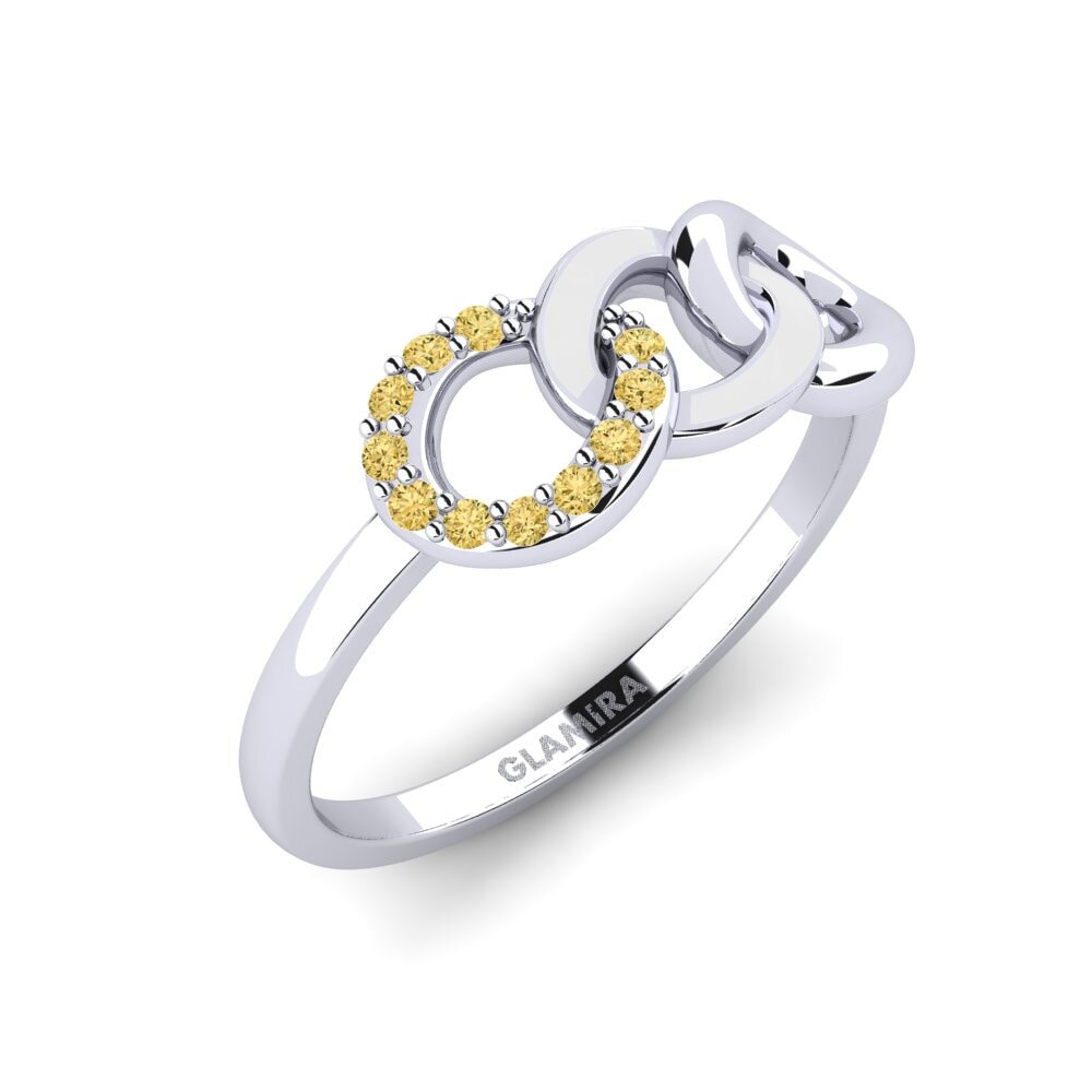 Plata 925 Diamante Amarillo Anillo Visualizza