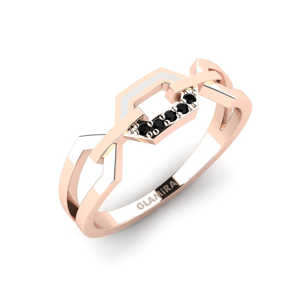 14k Oro Rosa Ónix Negro Anillo Weibdorn