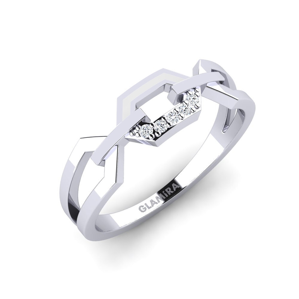 14k Oro Blanco Circonita Anillo Weibdorn