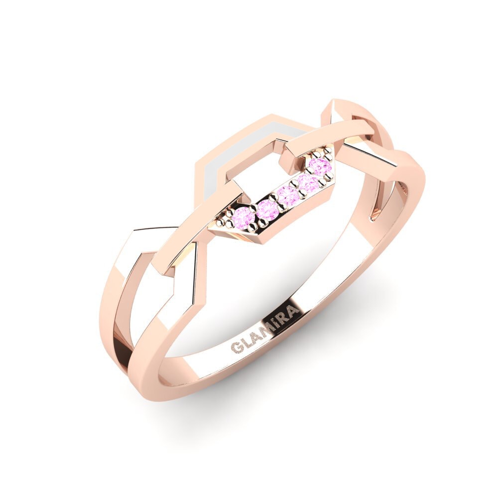 9k Oro Rosa Zafiro Rosado Anillo Weibdorn