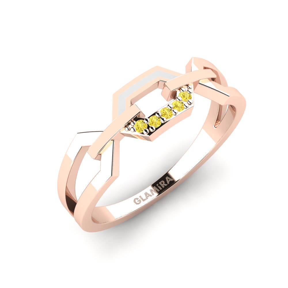9k Oro Rosa Zafiro amarillo Anillo Weibdorn