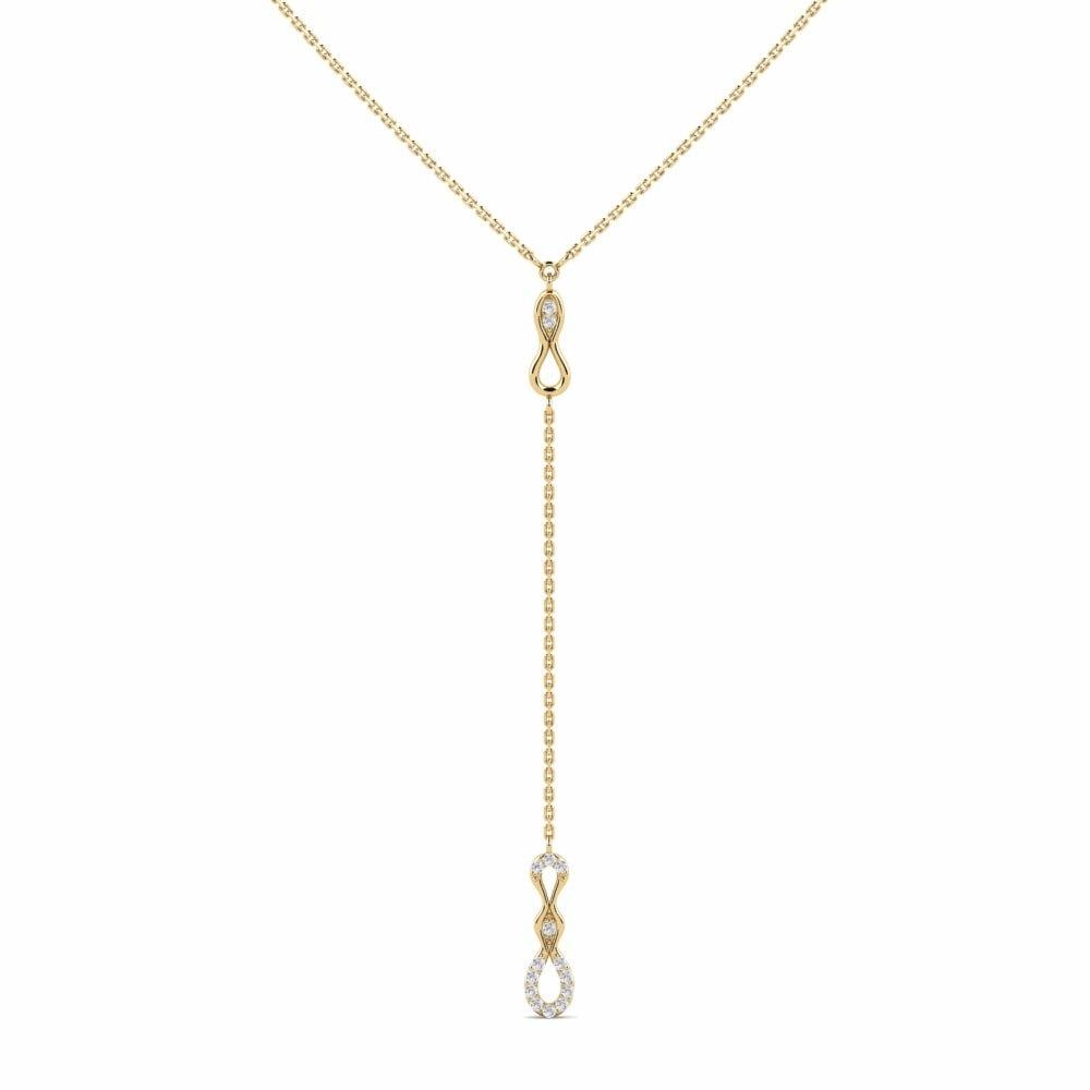Lariat Links Collection Necklace Choma 585 Yellow Gold White Sapphire