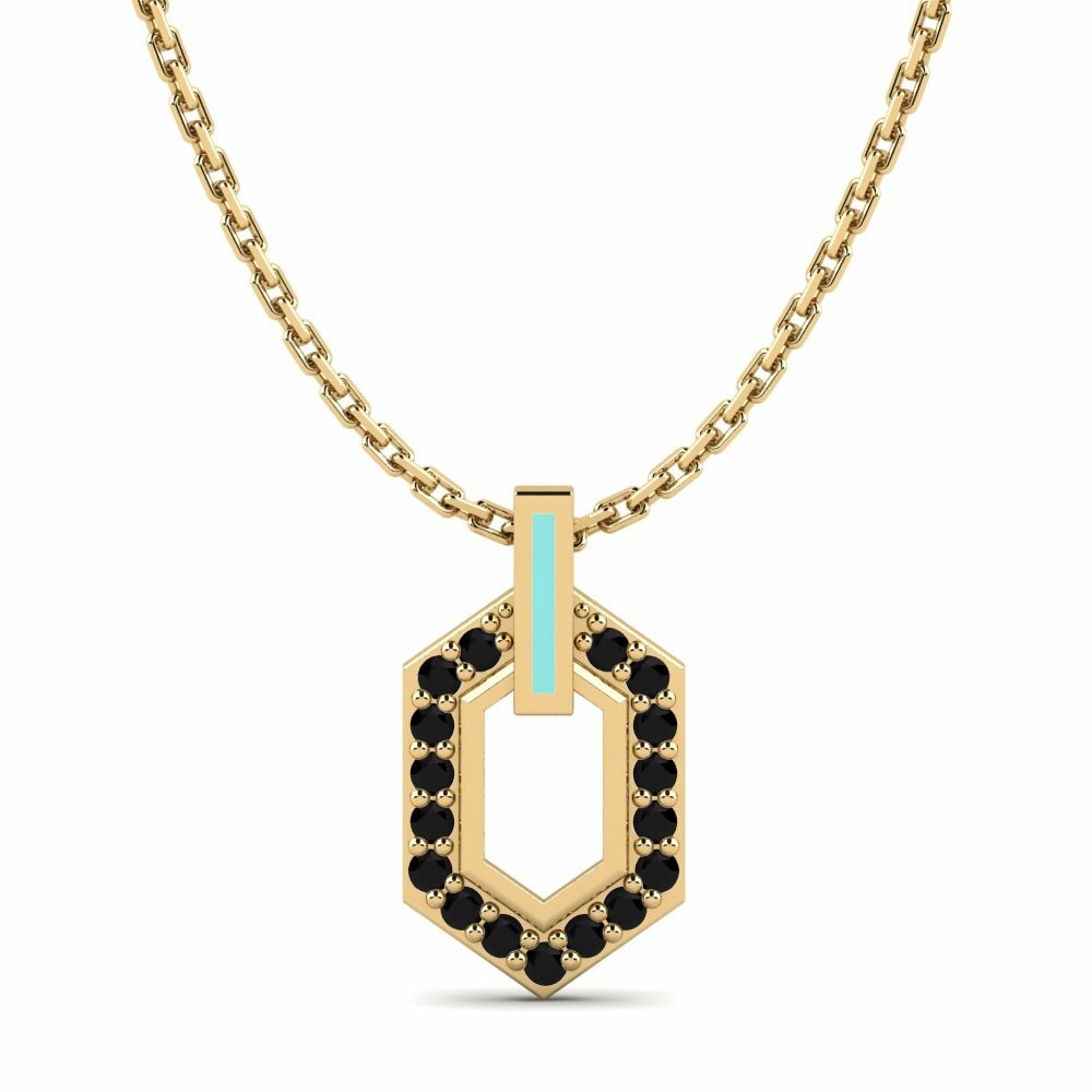 Vàng 9K black-onyx Mặt dây chuyền nữ Connective