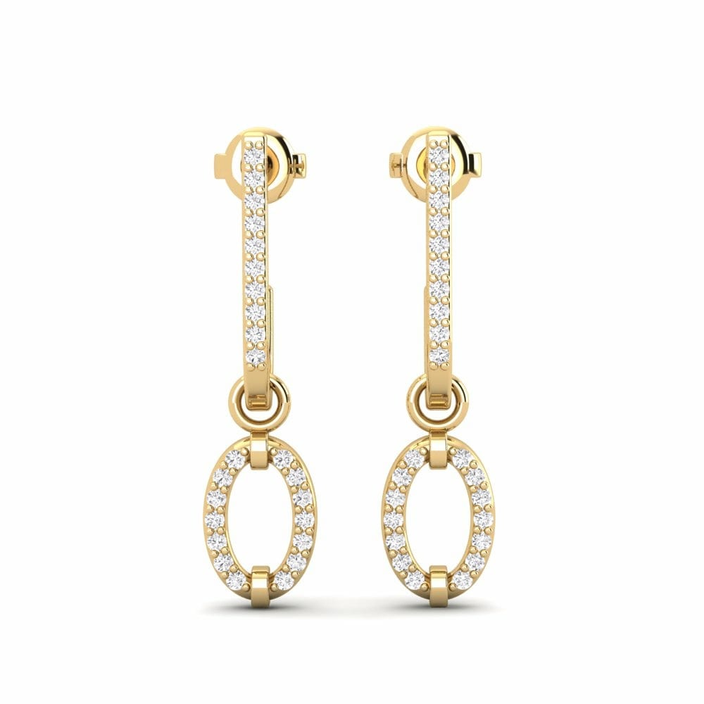 Suspender Links Collection Earring Engkanto 585 Yellow Gold White Sapphire