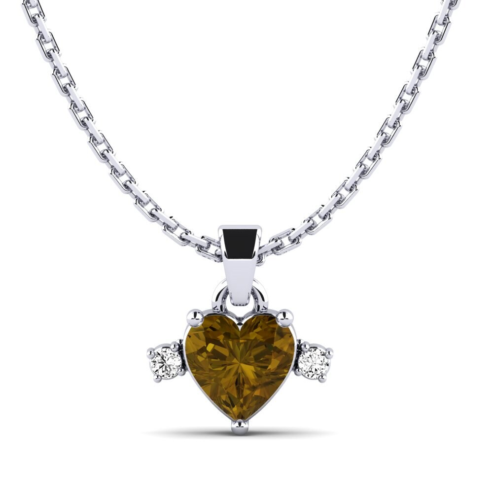 Paladio 950 Circón Marrón Colgante de Mujer Atleb